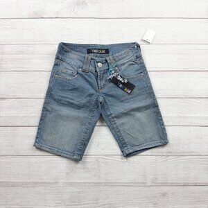 Something Trickie Girls Denim Bermuda Shorts Size 1 Jean Shorts Stretch NWT